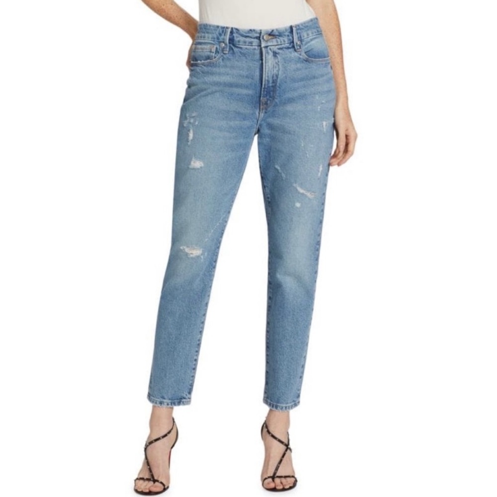 NWT Good American Good Classic Skinny-ish Fit HiRise Distressed Jeans